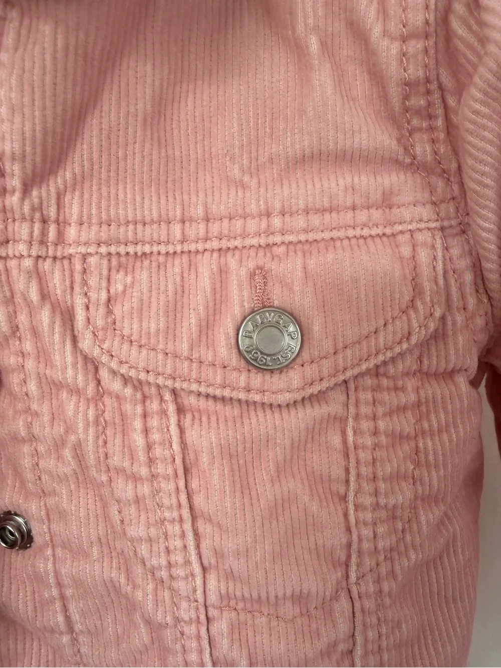 Baby Gap Girls Pink Corduroy Sherpa Jacket Snap Button Coat 12-18 Months NWOT